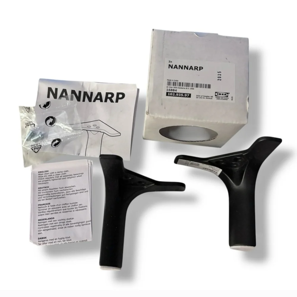 IKEA Black NANNARP Aluminum Leg - Box of 2 Works with BESTÅ Storage Systems